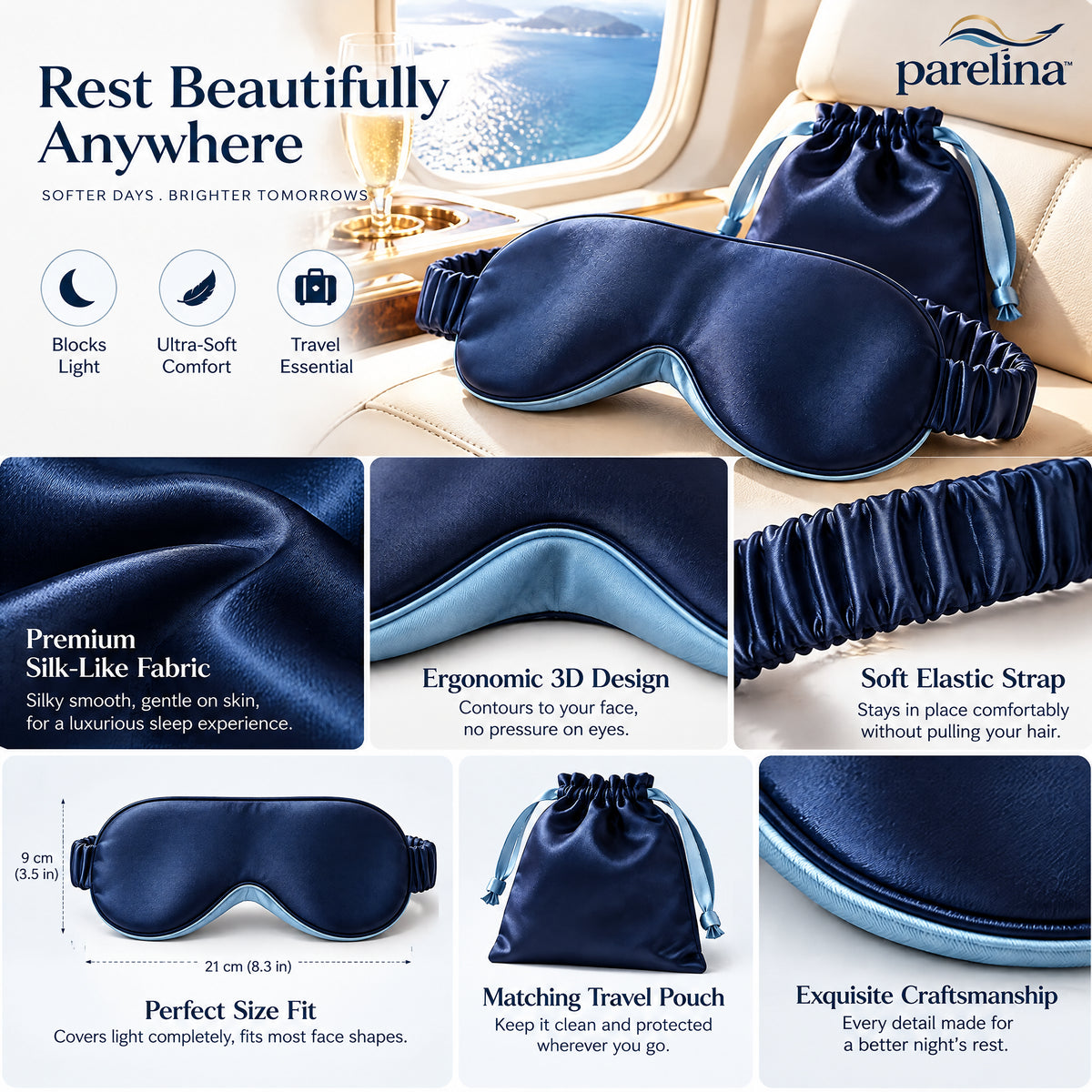 parelina™ Midnight Silk Contour Sleep Mask — image 4